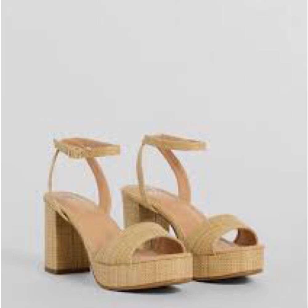 Nordstrom Rack NWT Tan Woven Platform Wedge Sandals.